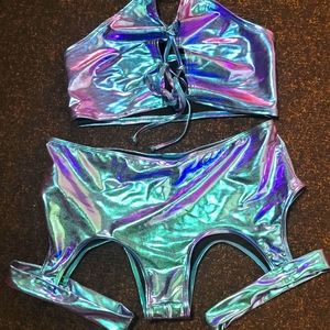Halter top exotic dance set